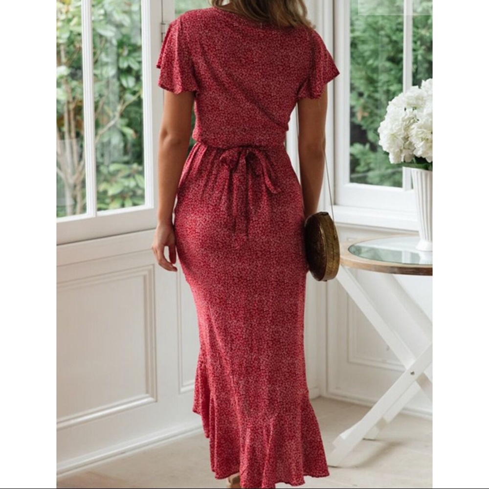 💥 High-Low Ruffled Hem Floral Print Dress - Picture 2 of 3